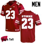 Men's Wisconsin Badgers NCAA #23 Mason Stokke Red Authentic Under Armour Big & Tall Stitched College Football Jersey AK31R03CK